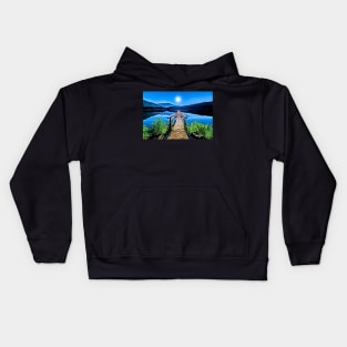 Garibaldi Provincial Park Lakeside Dock Moonlit Night Kids Hoodie